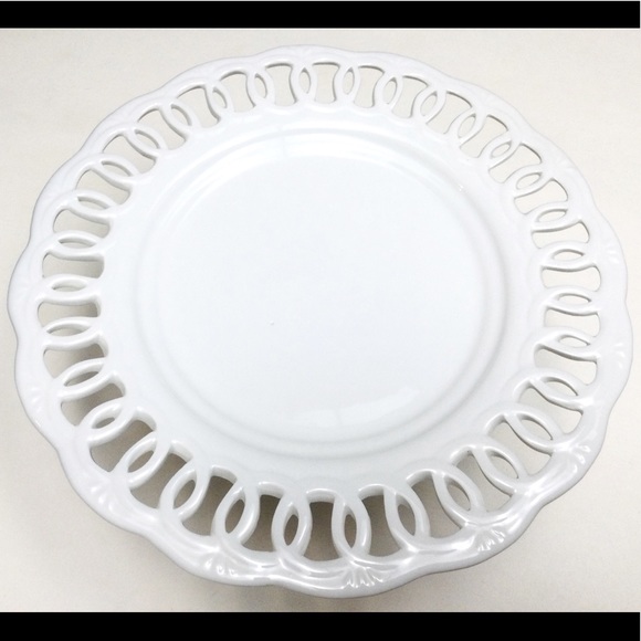 PORCELAIN - LATTICE TRIMMED - PEDESTAL - MINI CAKE - DESSERT STAND - Picture 3 of 3